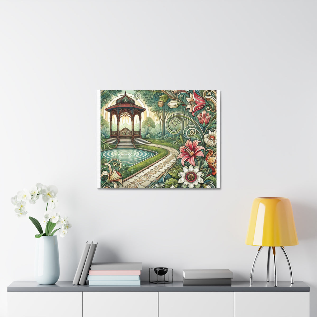 Botanical Gazebo Garden Art Nouveau Canvas Wall Art