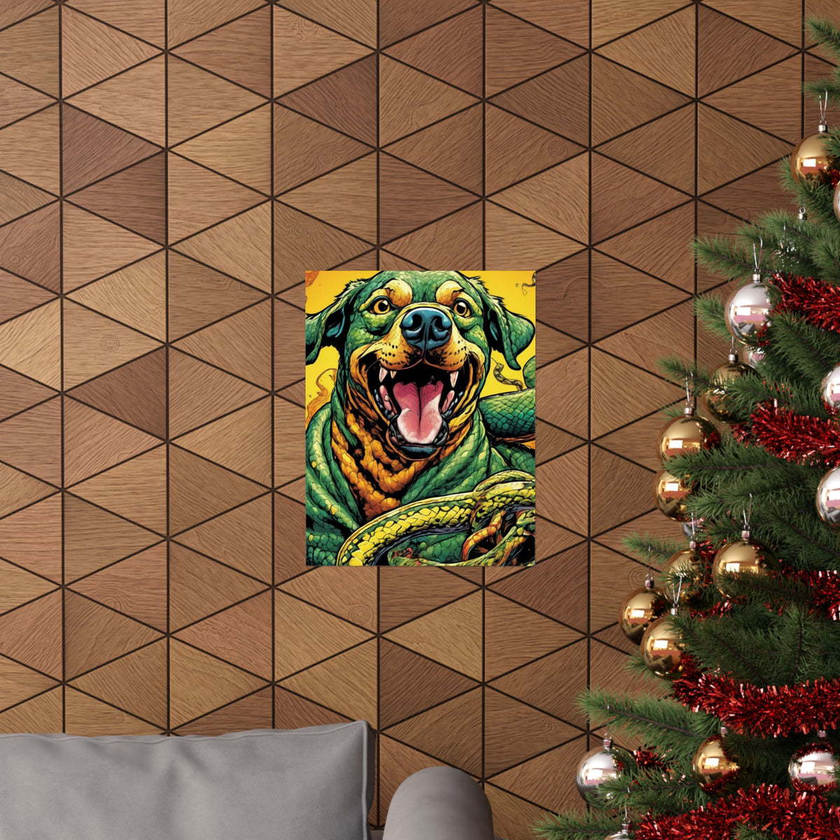 Surreal Serpent Hound Dark Fantasy Wall Art Poster