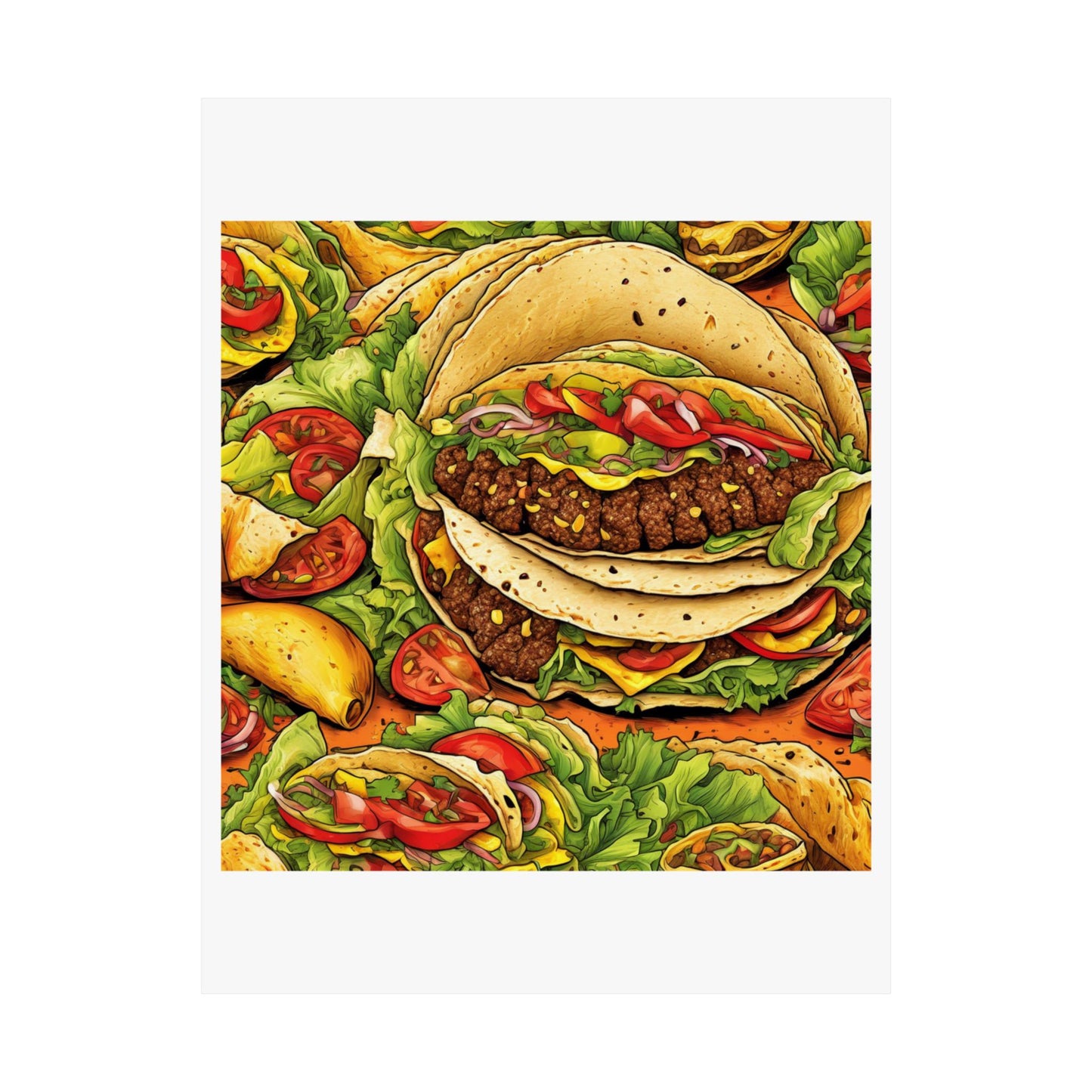 Stacked Taco Fiesta Foodie Gift Art Poster