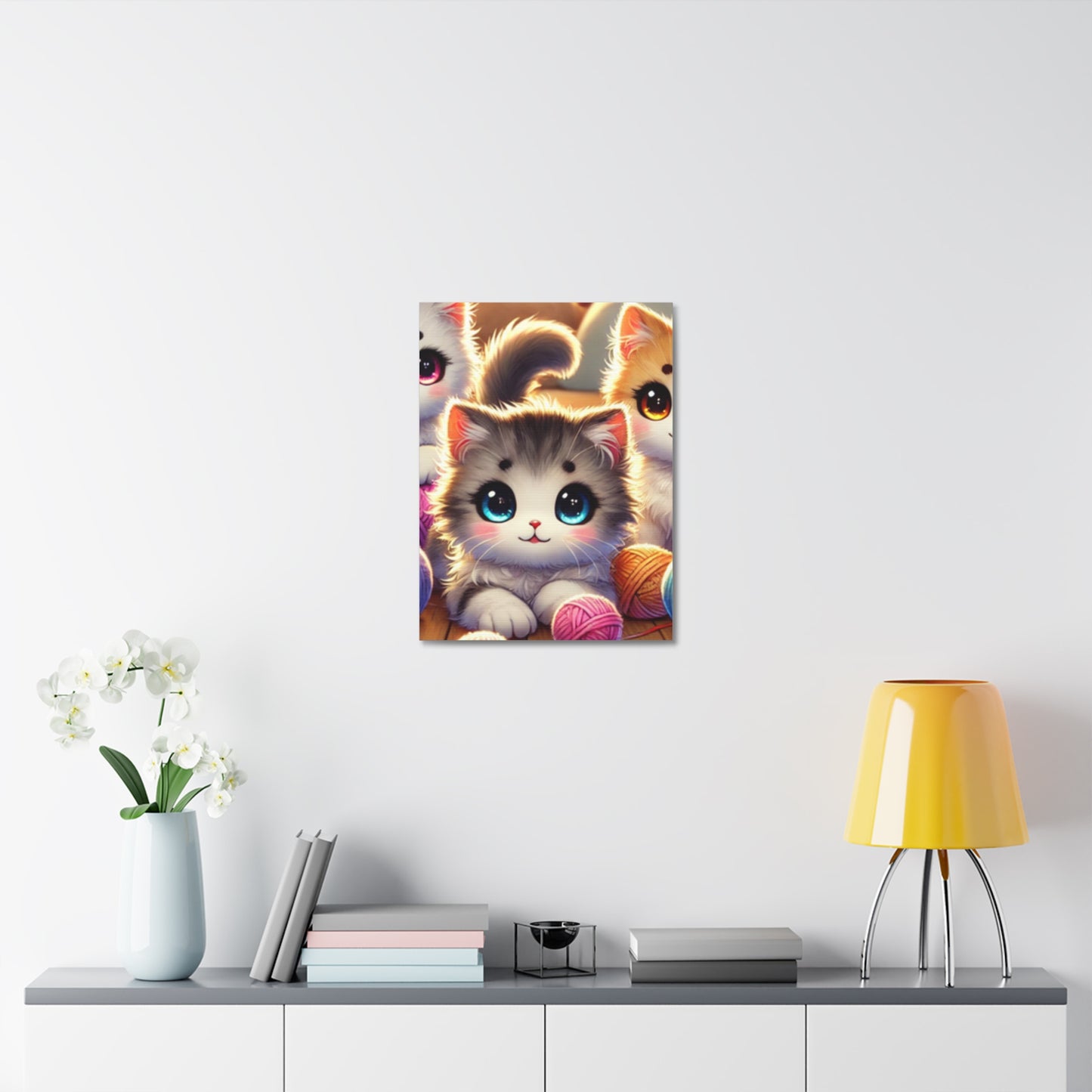 Cozy Yarn Kittens Cute Cat Canvas Knitting Room Wall Art Gift