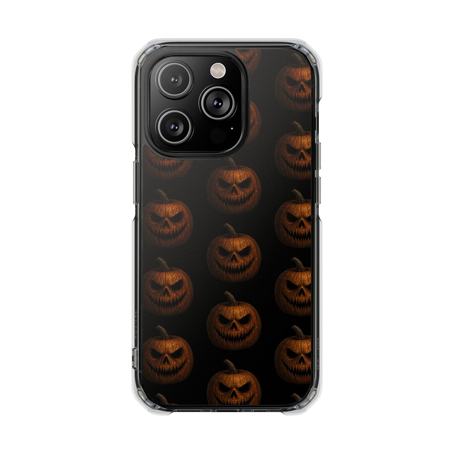 Magnet Cover, Halloween Pumpkin Spooky Phone Case, Horror Jack-O-Lantern Black Case, Magnetic Clear Impact Cover, Scary Cellphone Slim