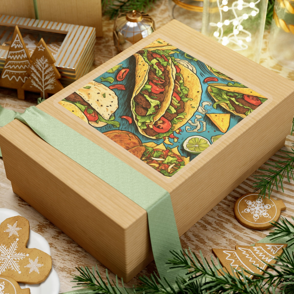 Taco Party Pattern Foodie Gift Art Sticker