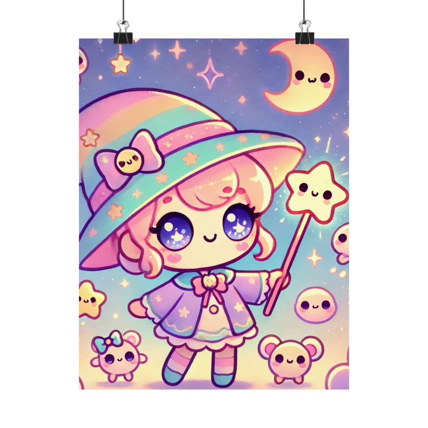 Kawaii Moon Wand Pastel Fantasy Wall Art Poster