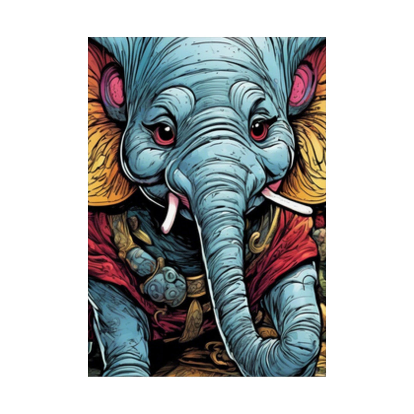 Colorful Elephant Garden Parade Wildlife Wall Art Poster