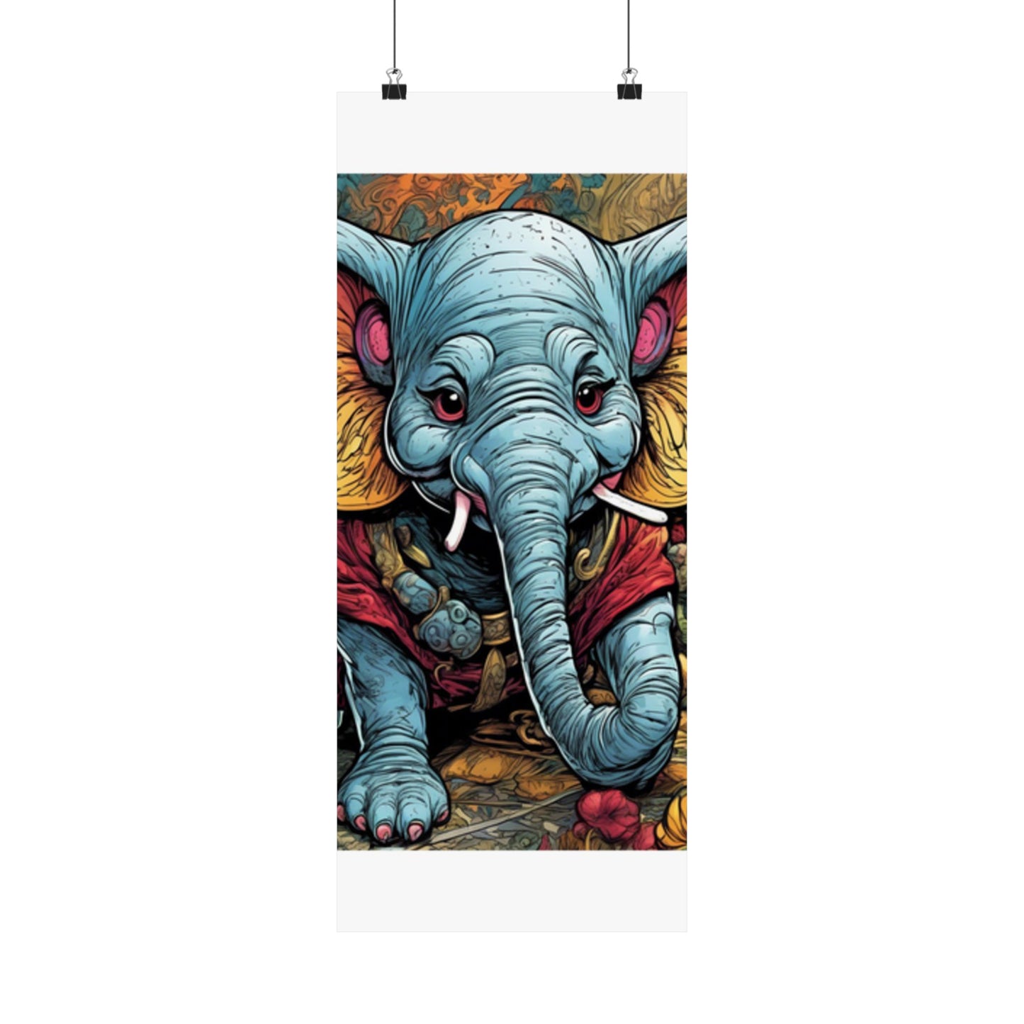 Colorful Elephant Garden Parade Wildlife Wall Art Poster