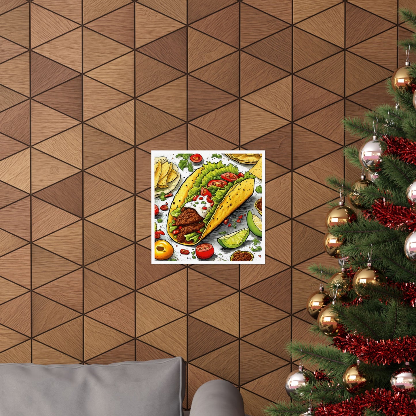 Bold Taco Illustration Foodie Gift Art Poster