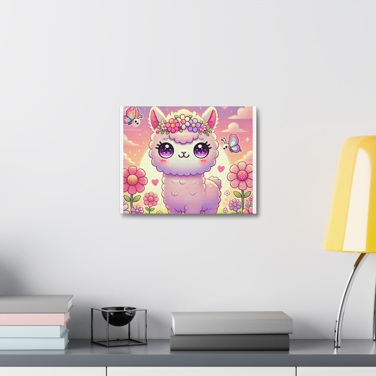 Pastel Floral Alpaca Garden Kawaii Canvas Wall Art