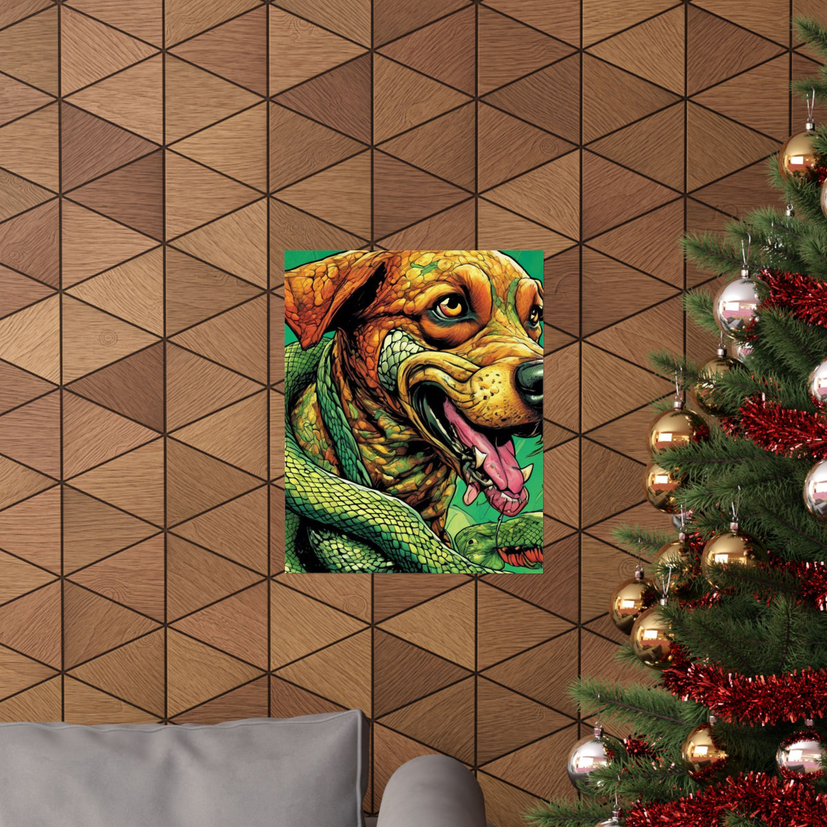 Serpent Guardian Dog Bold Fantasy Creature Art Poster