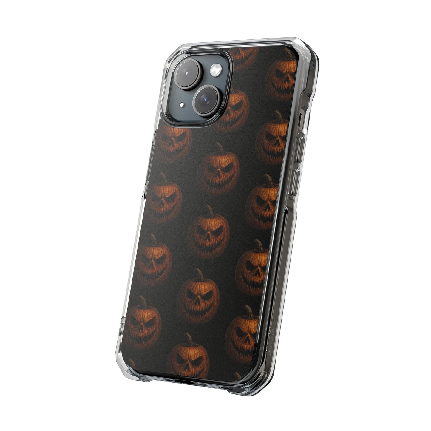 Magnet Cover, Halloween Pumpkin Spooky Phone Case, Horror Jack-O-Lantern Black Case, Magnetic Clear Impact Cover, Scary Cellphone Slim