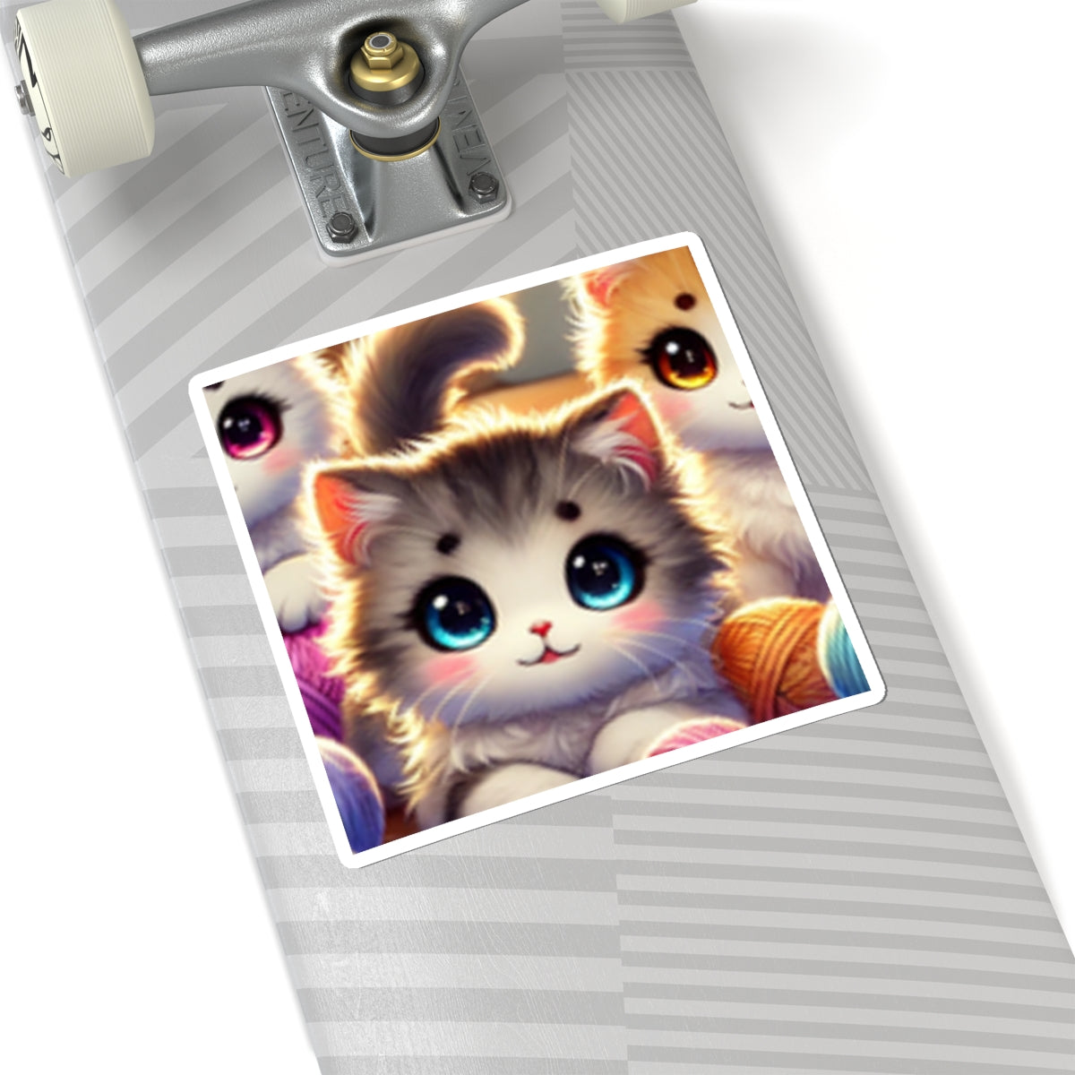Cozy Yarn Kittens Cute Cat Sticker for Laptop Water Bottle