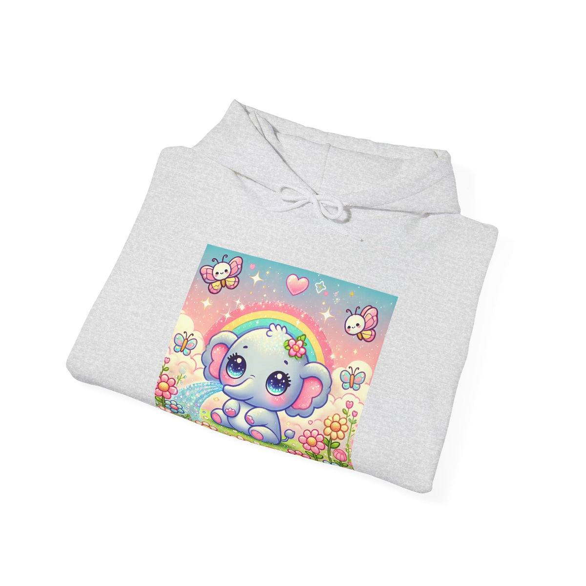 Pastel Rainbow Baby Elephant Floral Hoodie