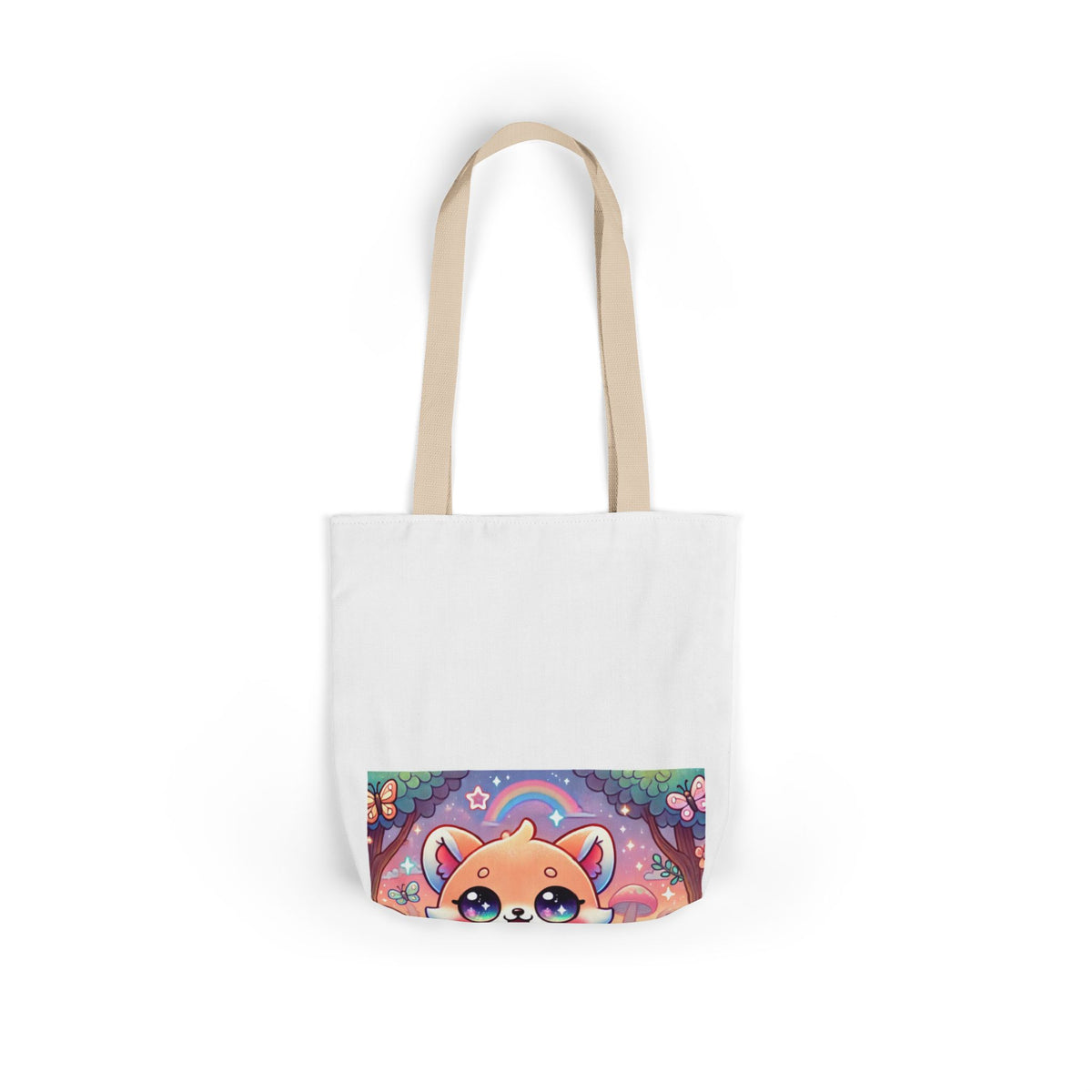 Pastel Woodland Fox Mushroom Kawaii Canvas Tote Bag