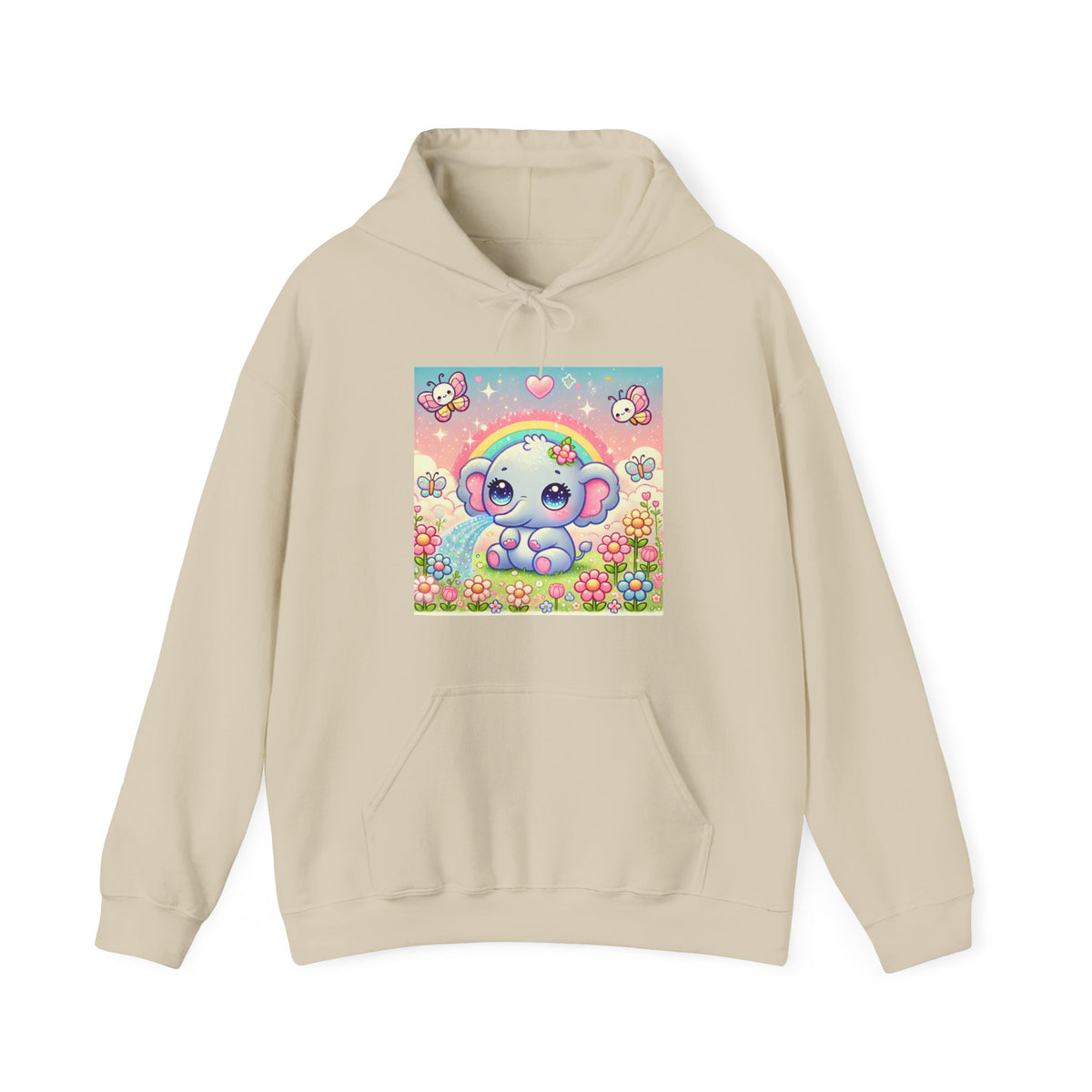 Pastel Rainbow Baby Elephant Floral Hoodie