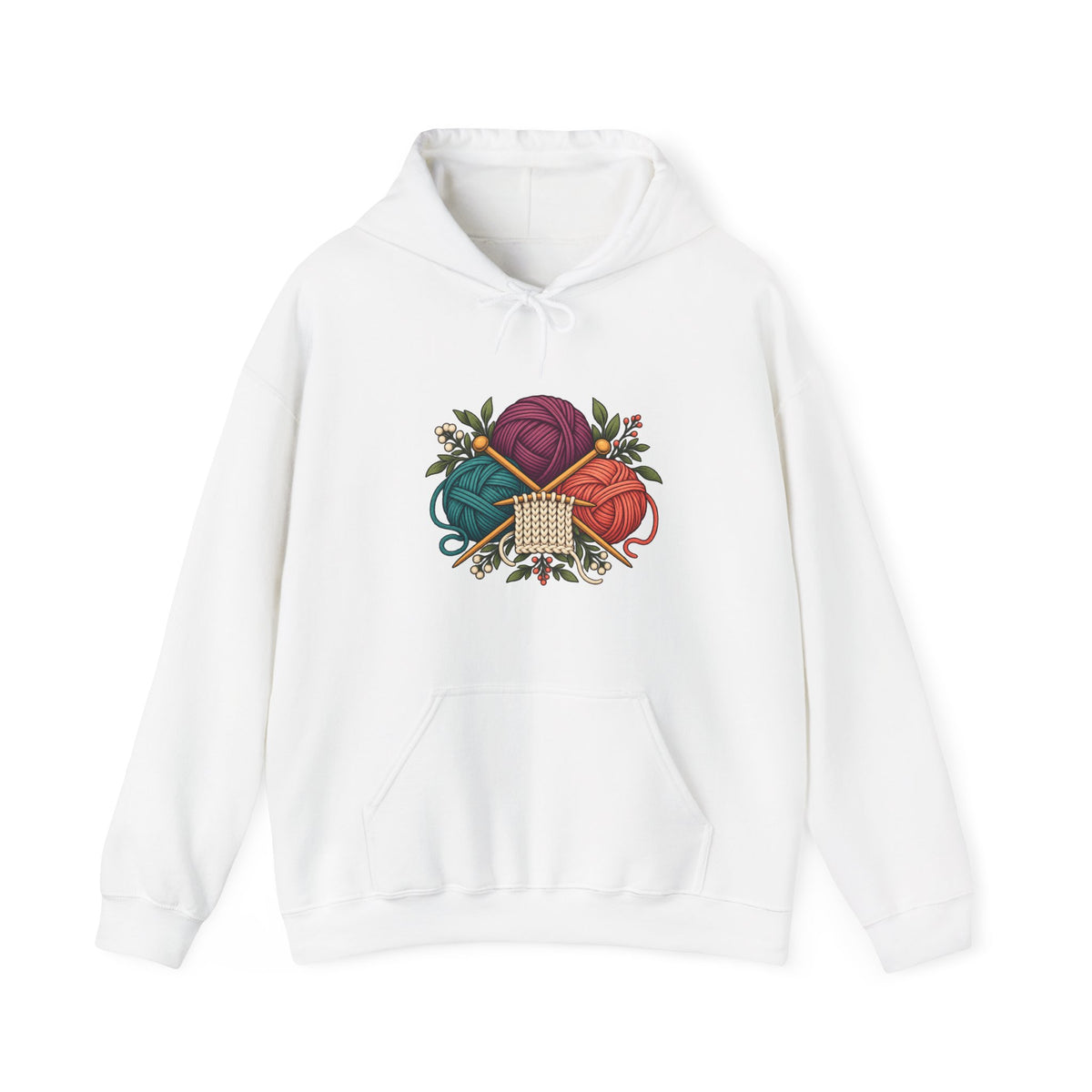 Retro Yarn and Knitting Botanical Art Hoodie