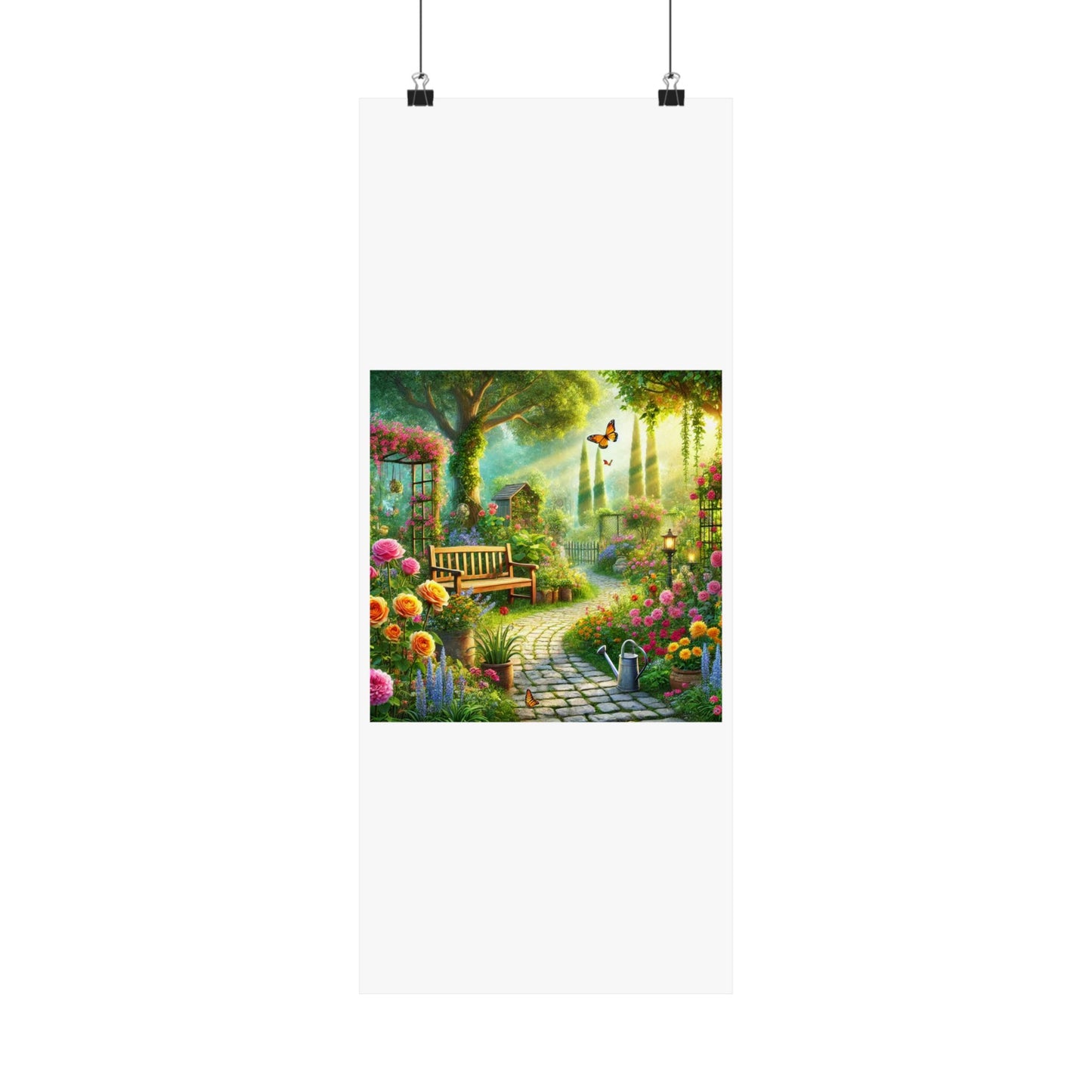 Sunlit Spring Flower Garden Bench Poster