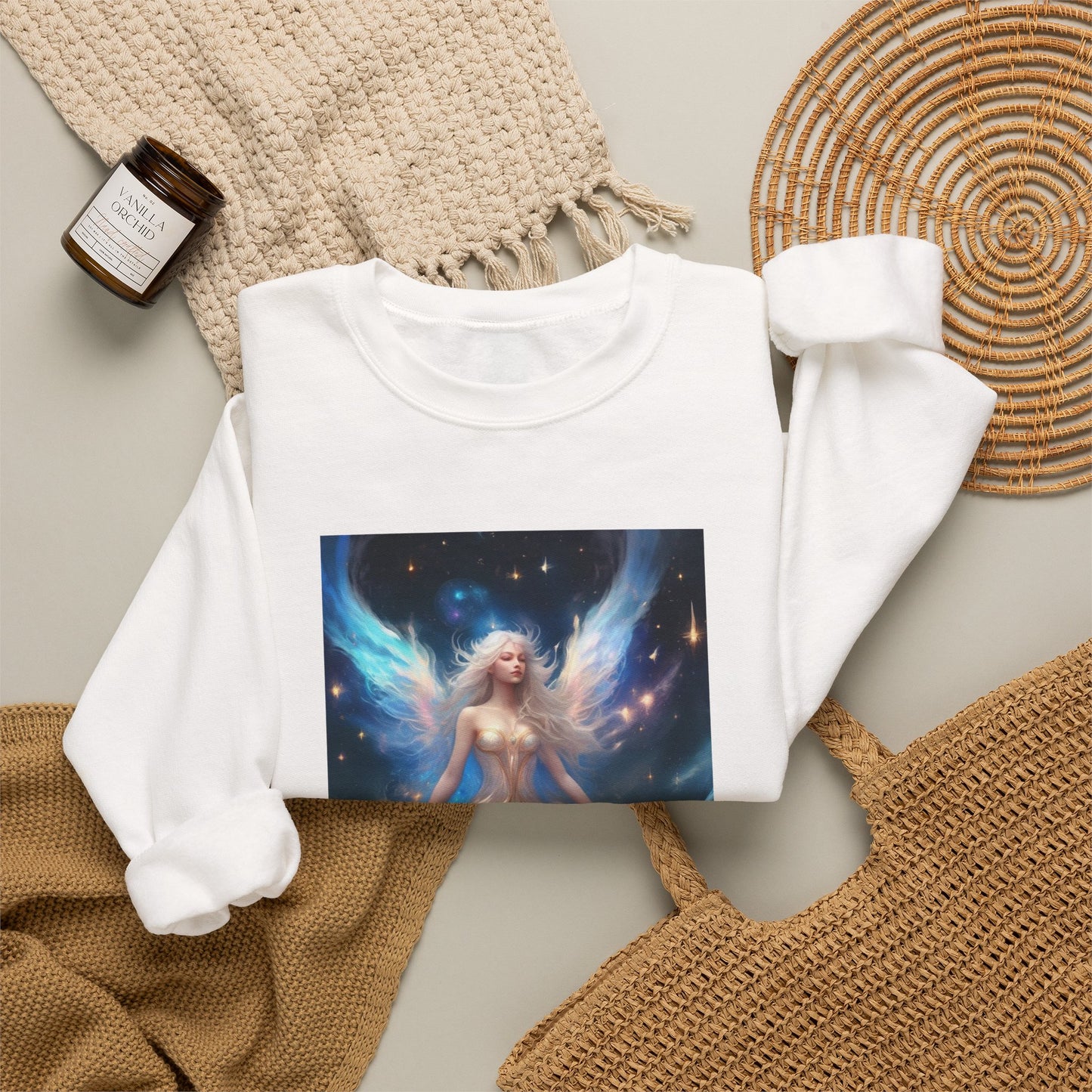 Celestial Winged Meditation Fantasy Portrait Sweatshirt