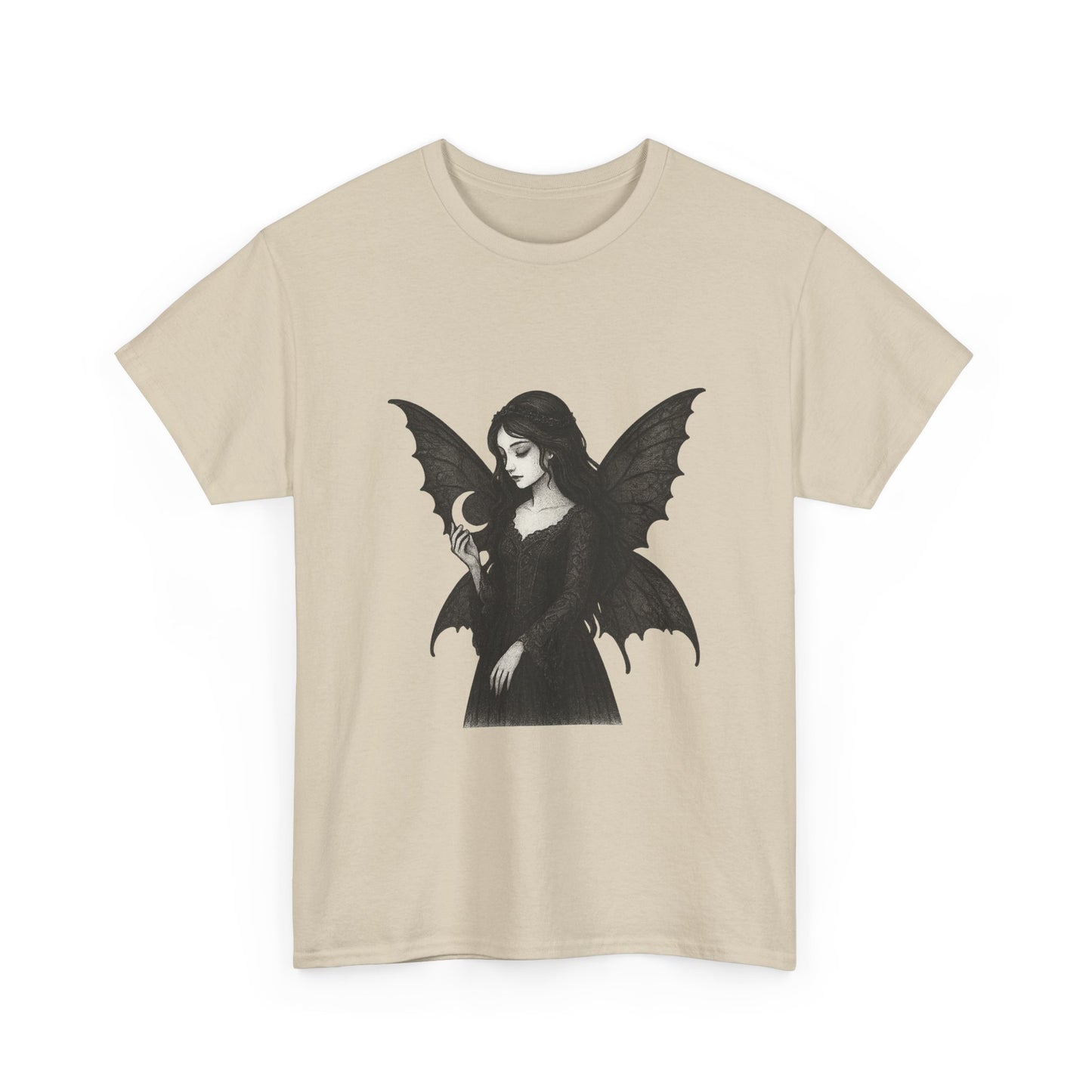 Gothic Fairy Tee, Unisex Cotton T-Shirt with Bat Wings, Forest Aesthetic Shirt, Perfect for Halloween, Casual Wear, Emo Witch