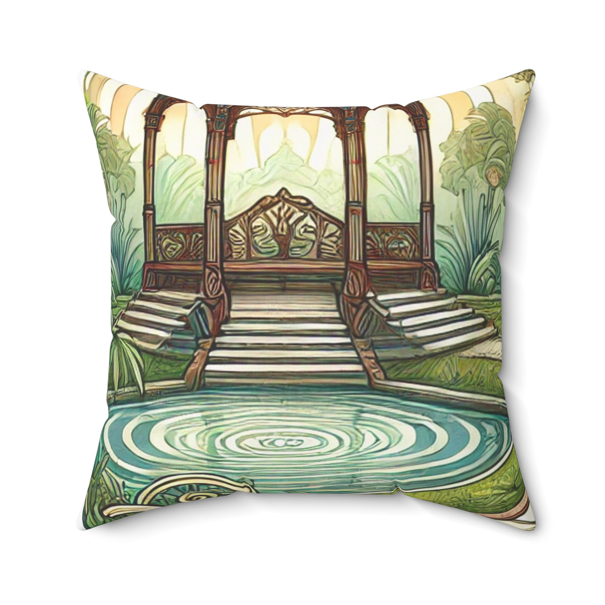 Botanical Gazebo Garden Art Nouveau Decorative Pillow