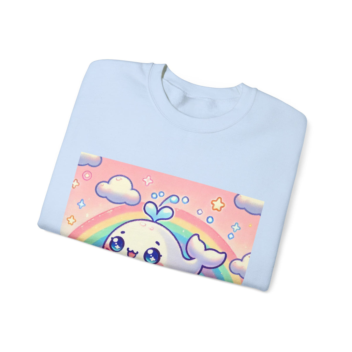Kawaii Rainbow Whale Pastel Cloud Sweatshirt