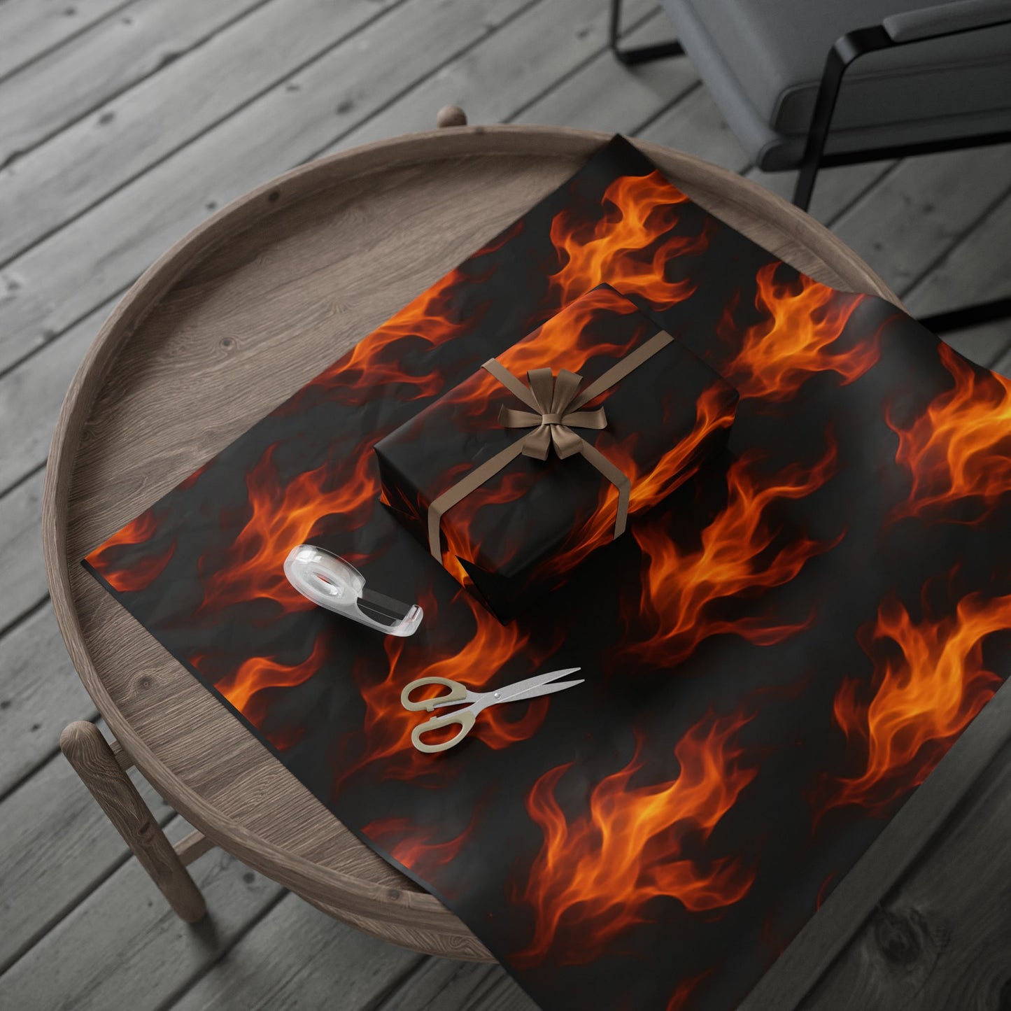 Bold Flame Wrapping Paper - Fire Themed Gift Wrap for Men, Halloween, Birthday, Parties, Unique Present Decoration