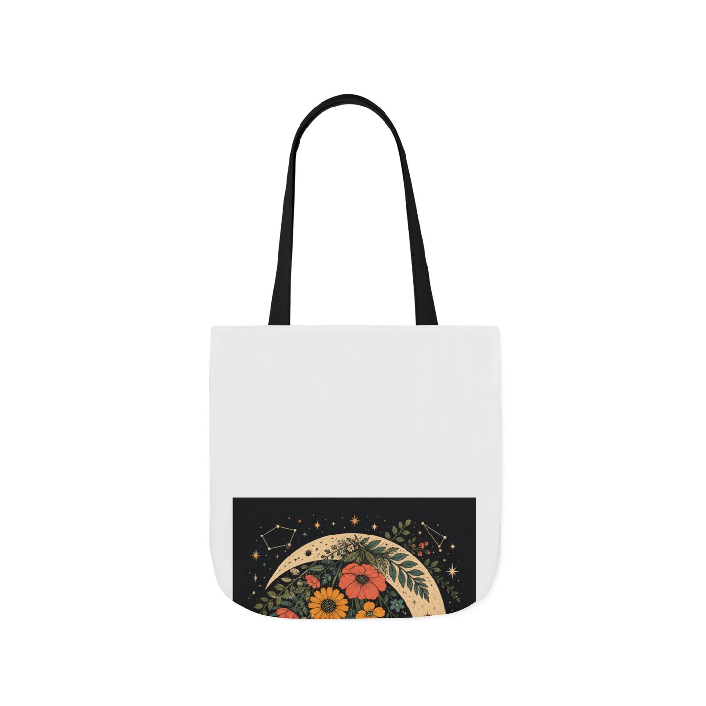 Celestial Wildflower Crescent Moon Botanical Tote Bag