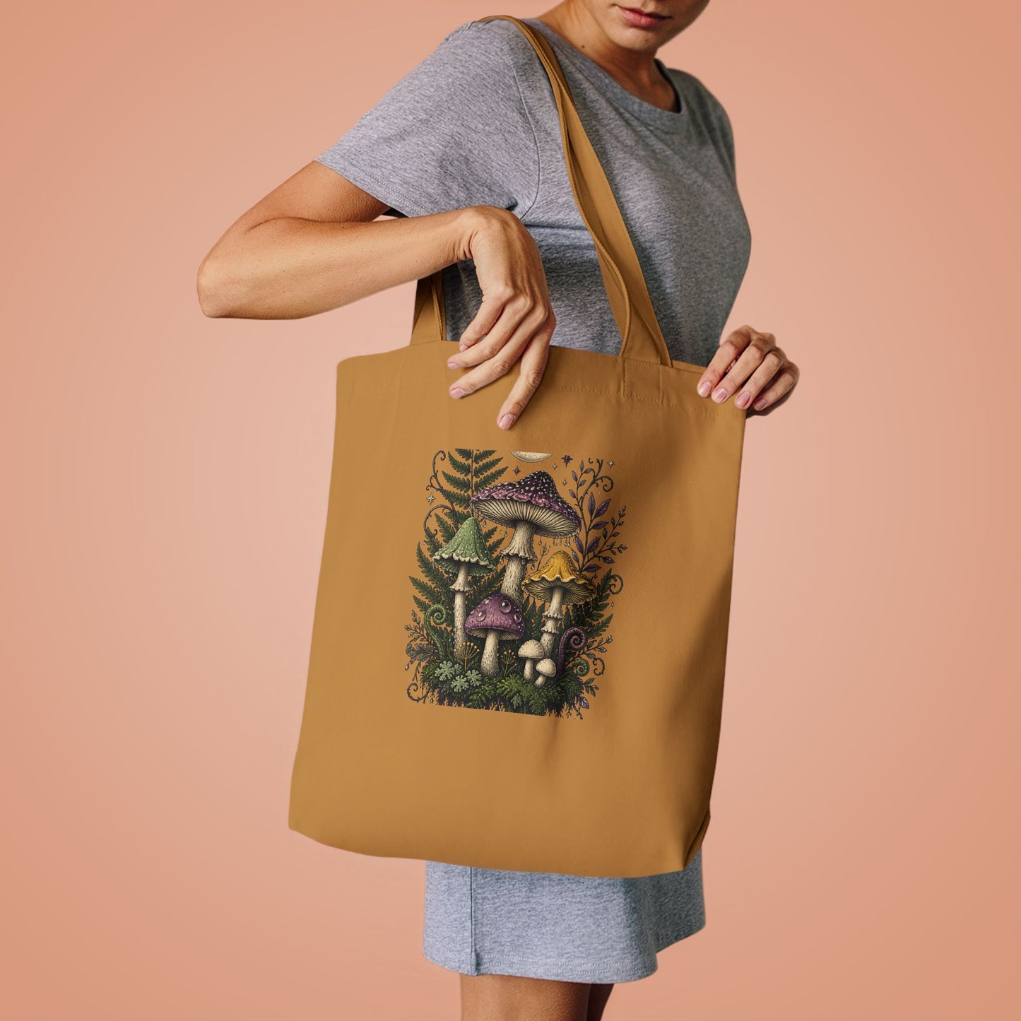 Midnight Mushroom Field Notes Botanical Mushroom Tote Bag
