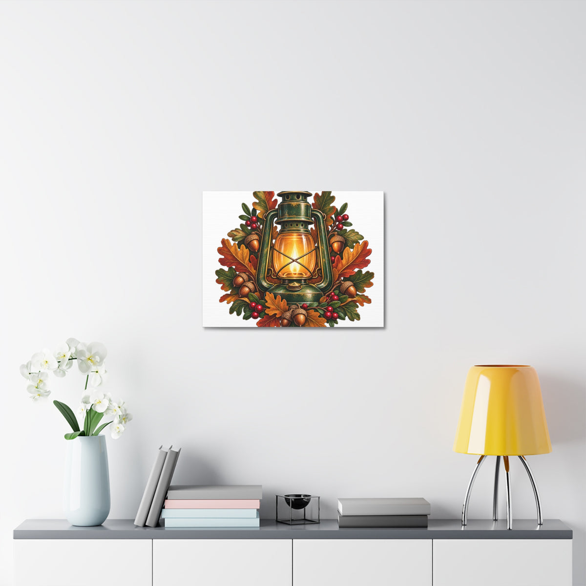 Autumn Oak Lantern and Acorns Canvas