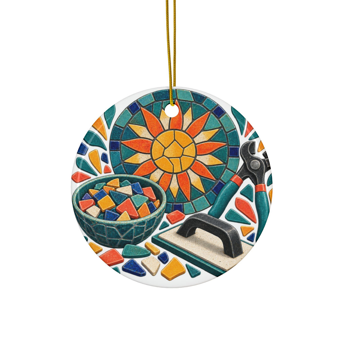 Sunburst Mosaic Making Workshop Round Ornament