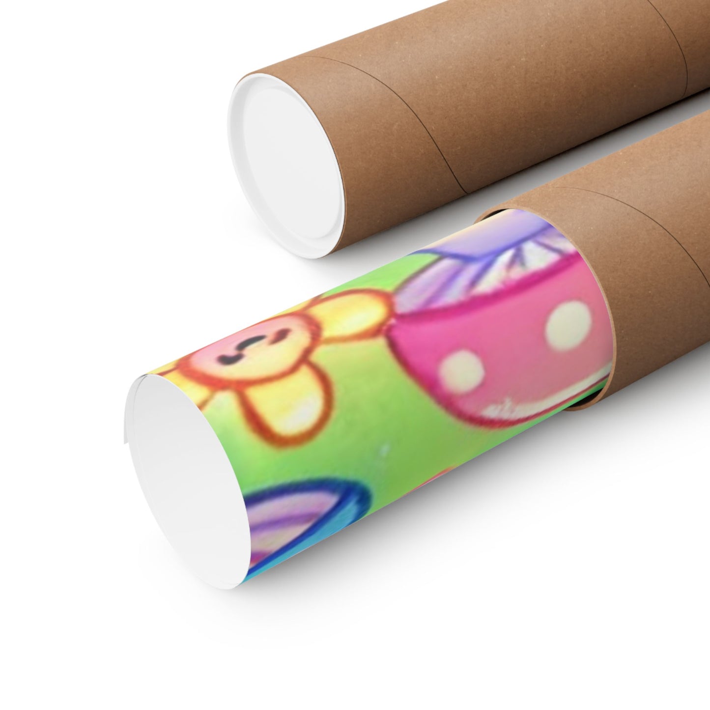 Pastel Panda and Bunny Rainbow Garden Wall Art Poster