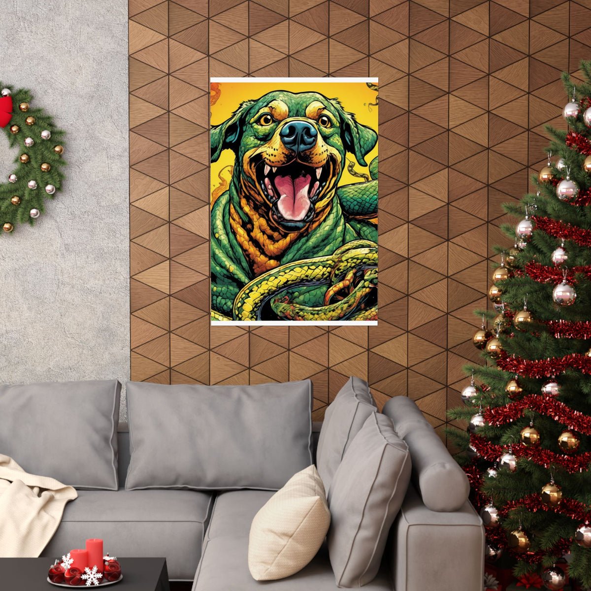Surreal Serpent Hound Dark Fantasy Wall Art Poster