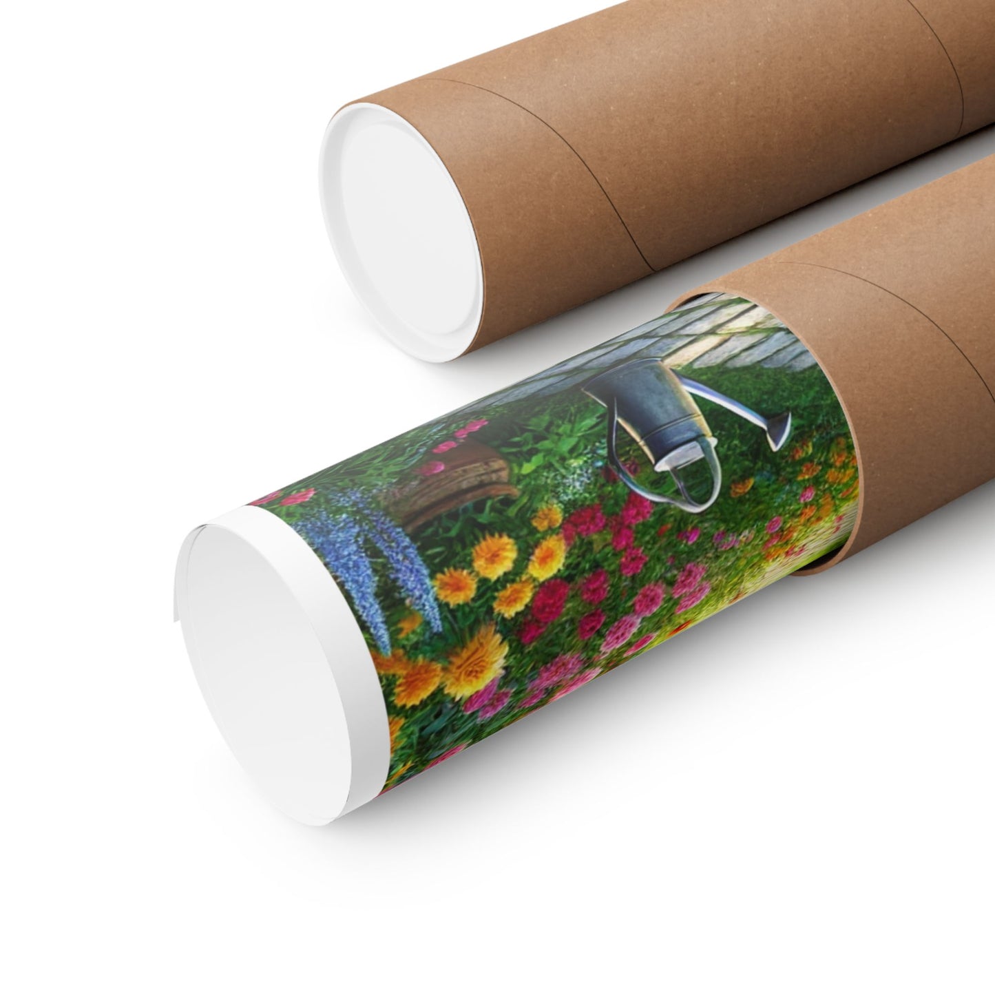 Sunlit Spring Flower Garden Bench Poster
