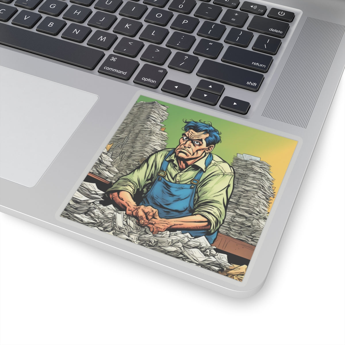 Paperwork Chaos Desk Worker Funny Office Art Sticker