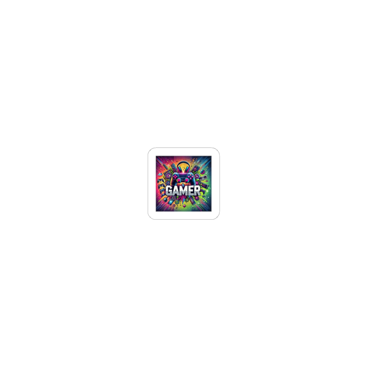 Neon Gamer Energy Retro Arcade Gaming Sticker for Laptops
