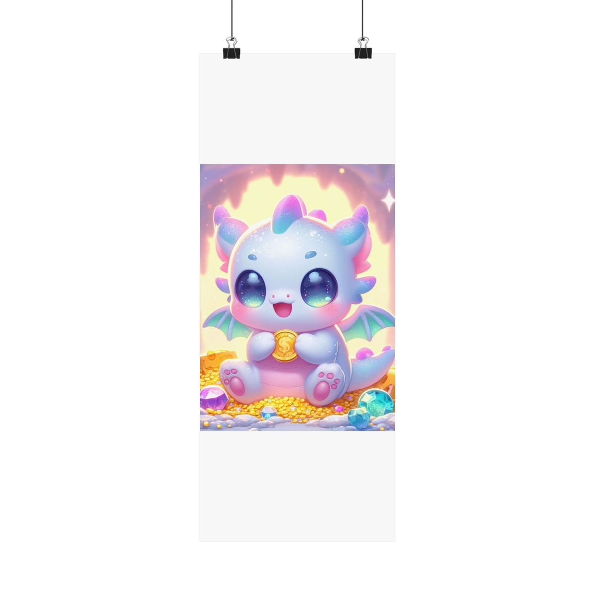 Pastel Treasure Dragon Kawaii Fantasy Wall Art Poster