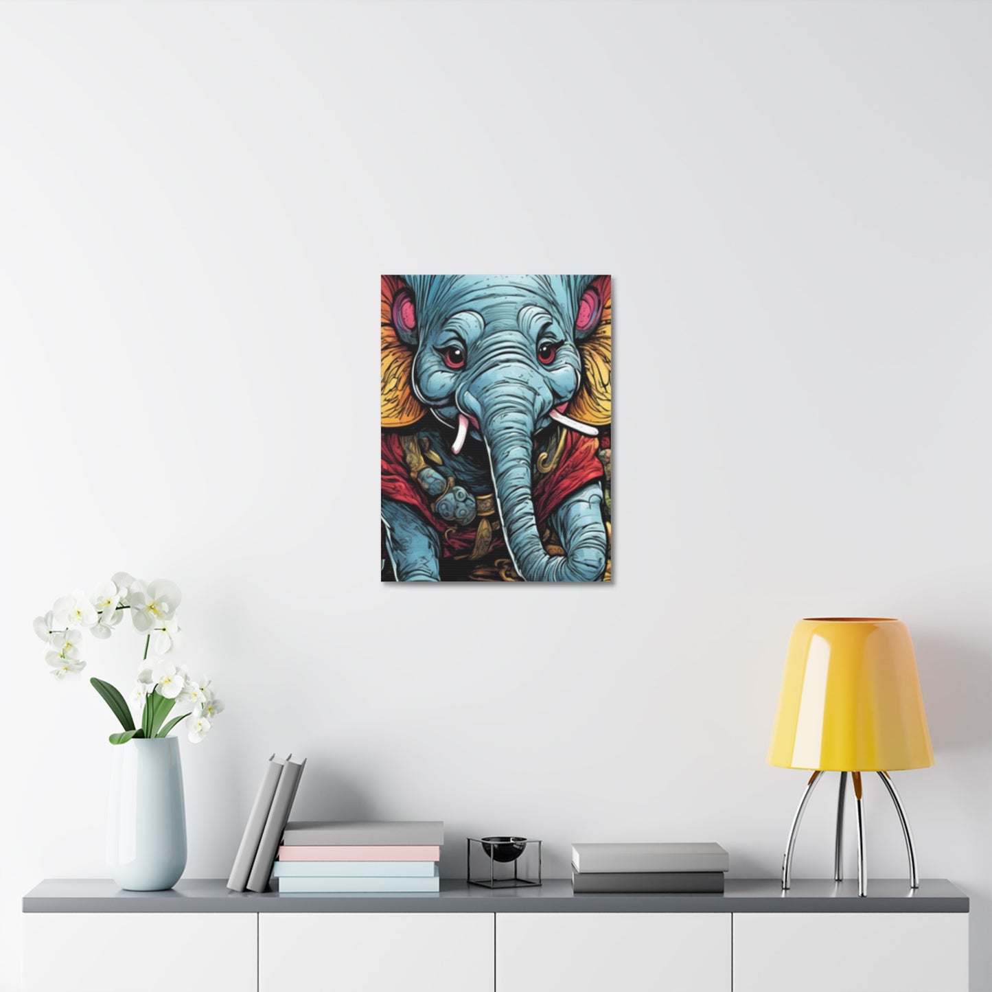 Colorful Elephant Garden Parade Wildlife Canvas Wall Art