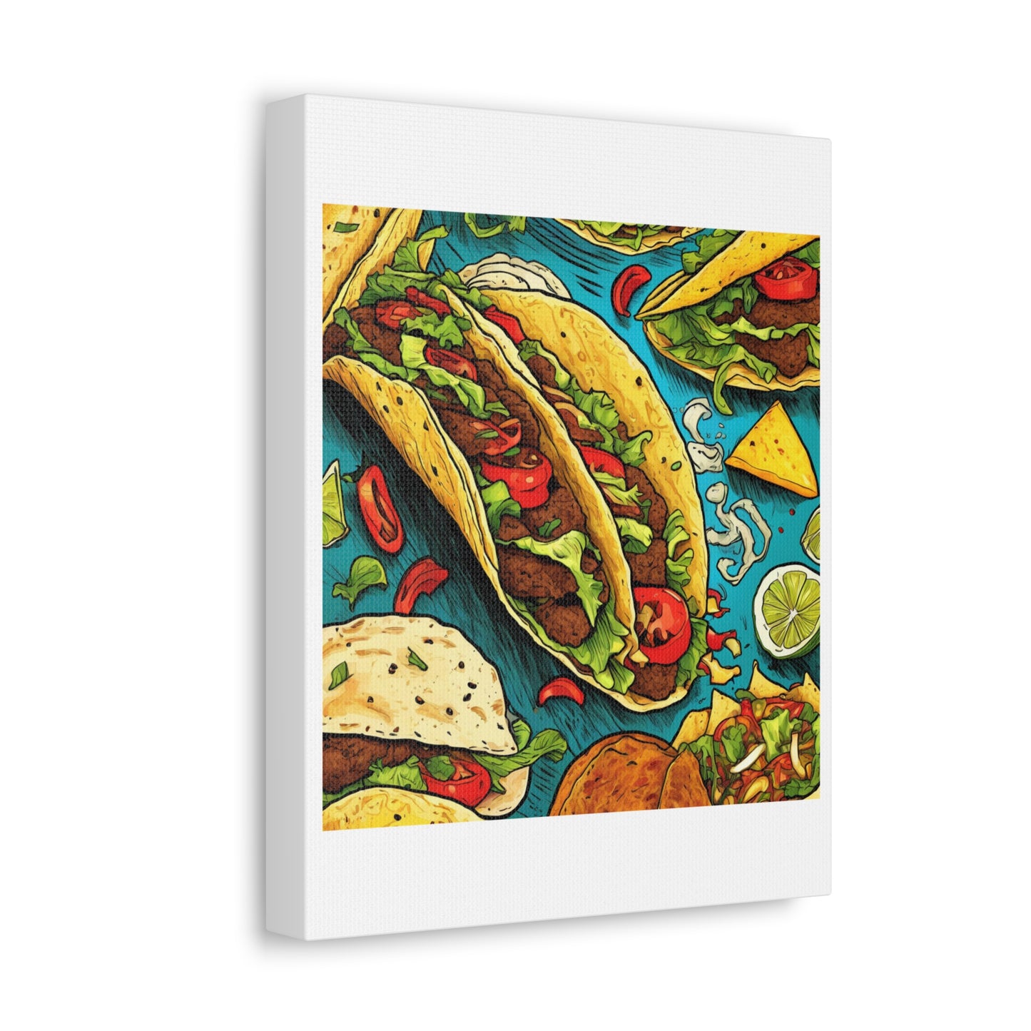 Taco Party Pattern Foodie Gift Art Canvas