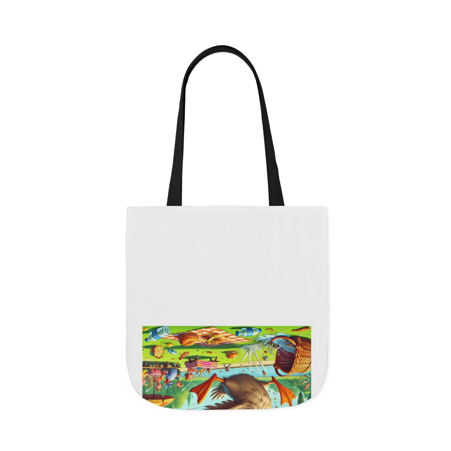 Chaotic Picnic Duck Funny Summer Canvas Tote Bag
