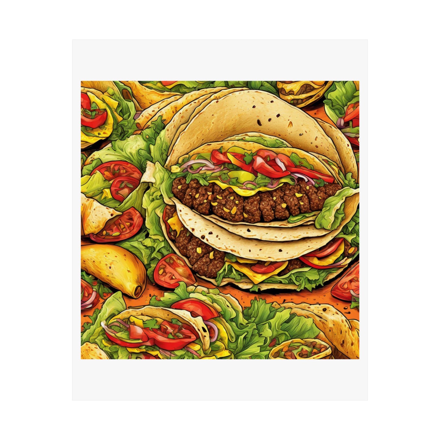 Stacked Taco Fiesta Foodie Gift Art Poster