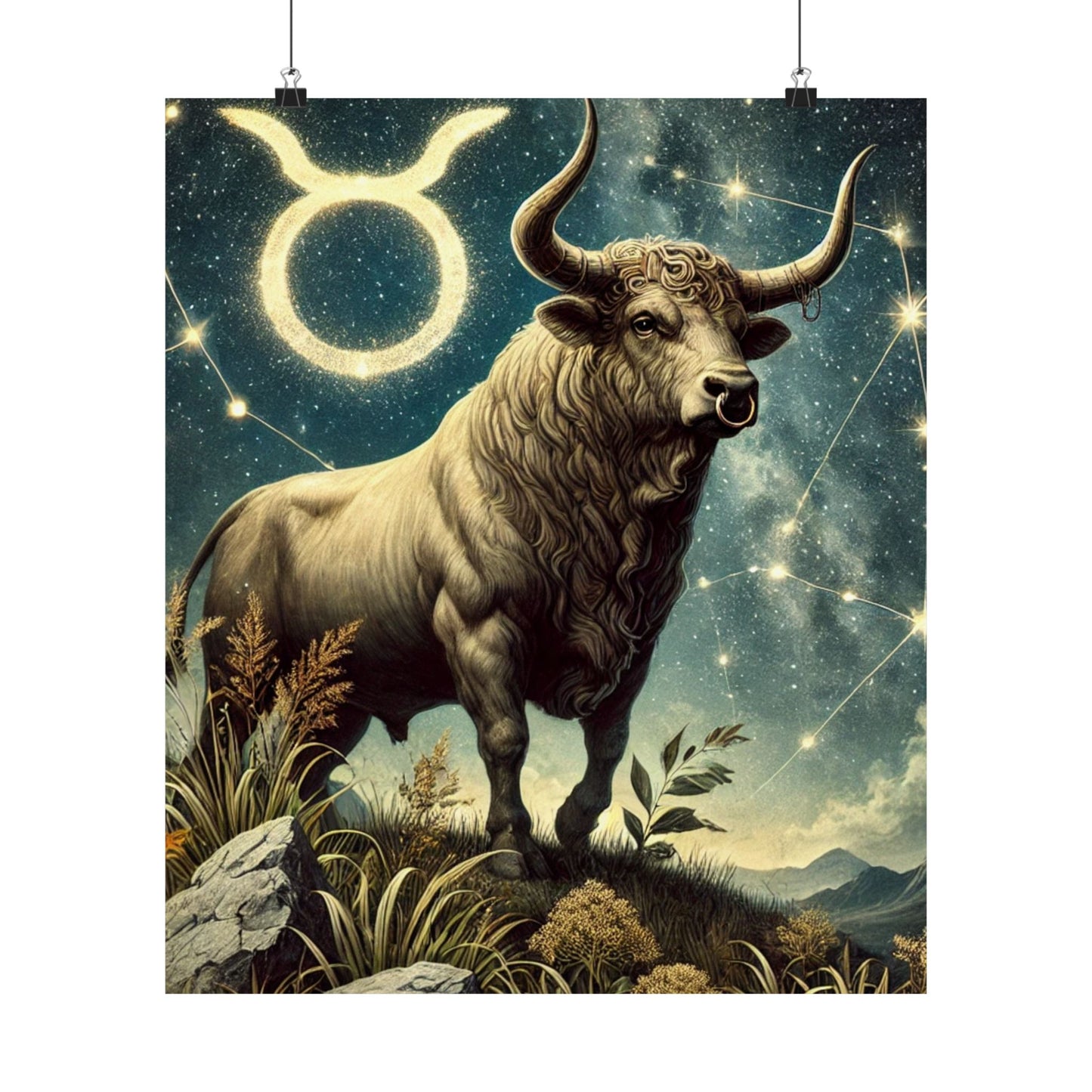 Taurus Bull Constellation Celestial Wall Art Poster