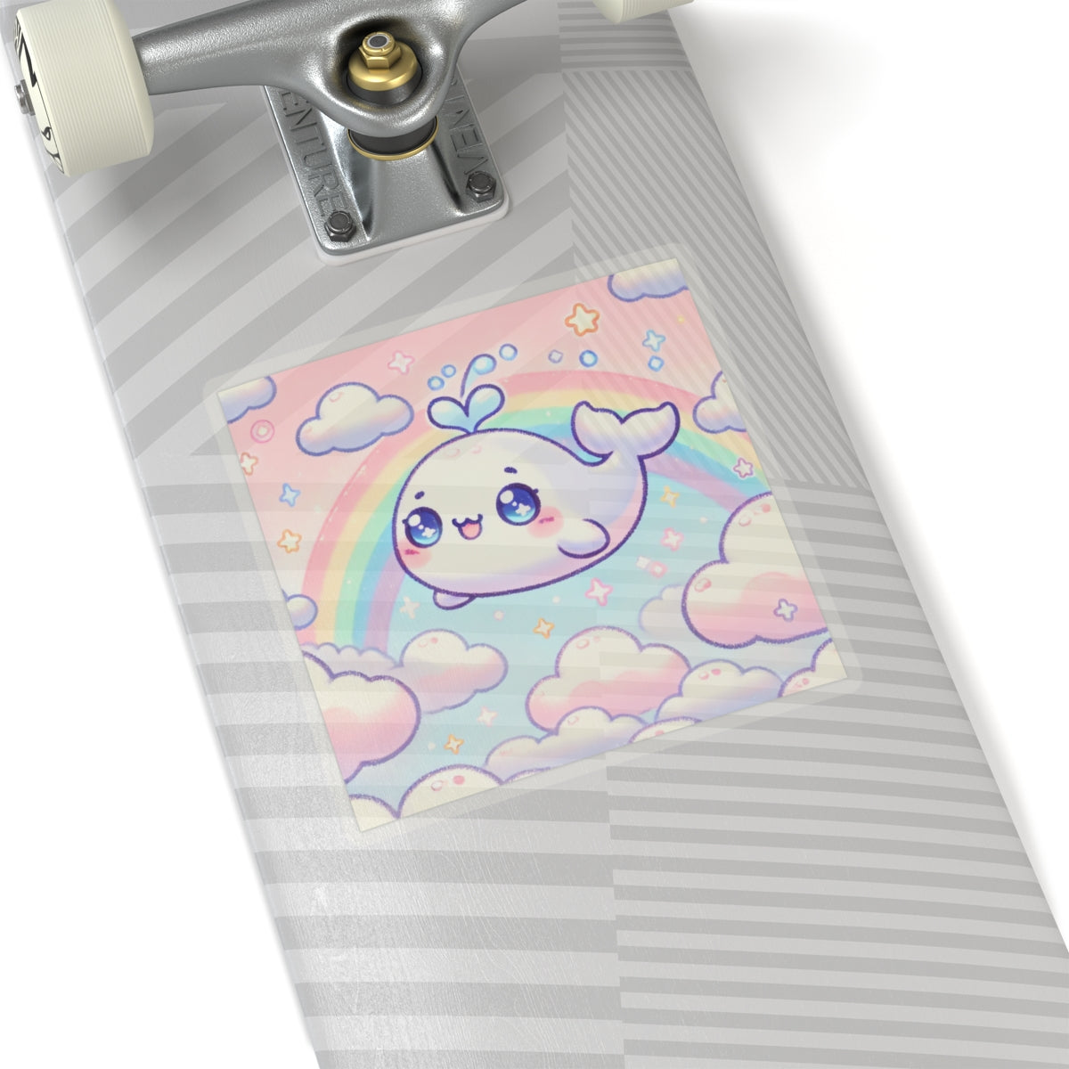 Kawaii Rainbow Whale Pastel Cloud Sticker