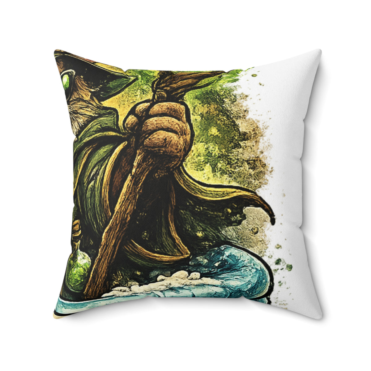 Crazy Cat Wizard Funny Fantasy Decorative Pillow