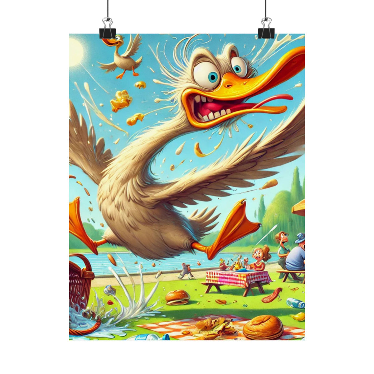 Chaotic Picnic Duck Funny Summer Wall Art Poster