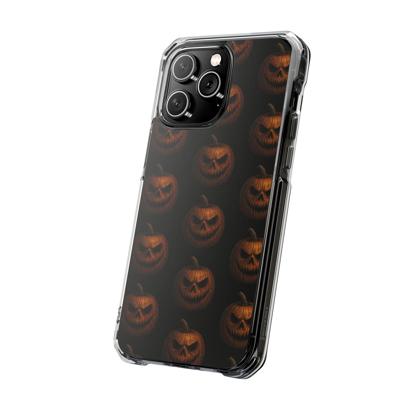 Magnet Cover, Halloween Pumpkin Spooky Phone Case, Horror Jack-O-Lantern Black Case, Magnetic Clear Impact Cover, Scary Cellphone Slim