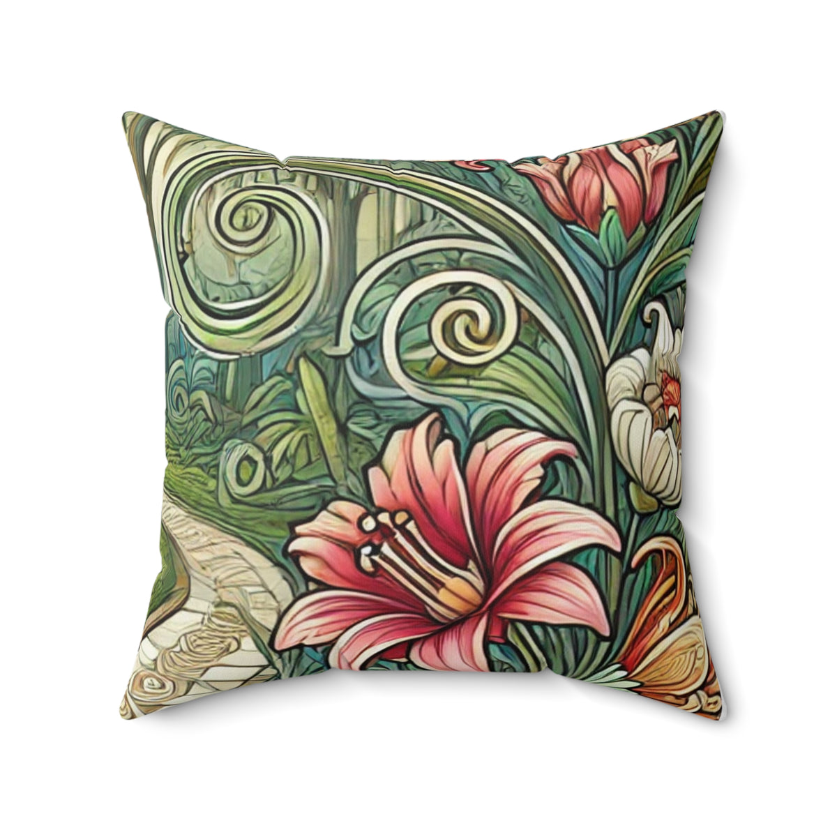 Botanical Gazebo Garden Art Nouveau Decorative Pillow