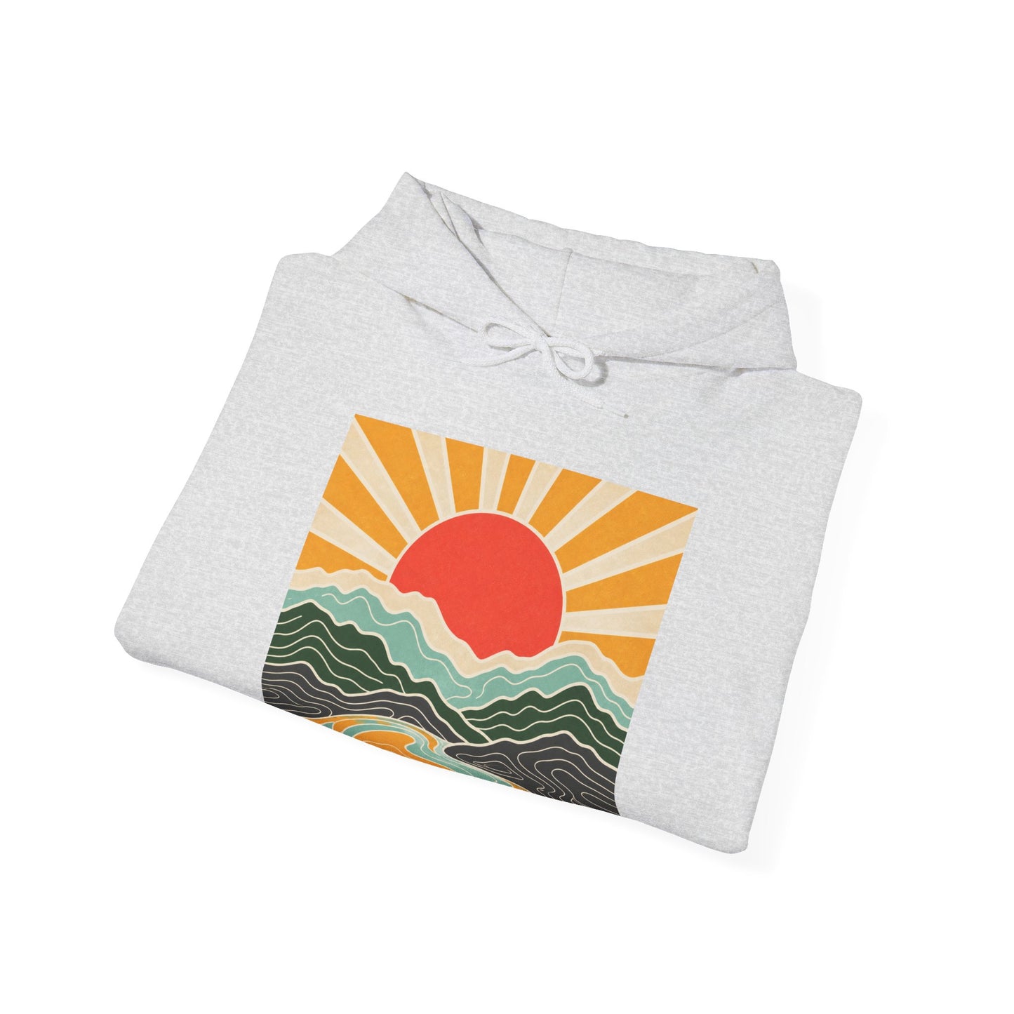 Topographic Sunrise Abstract Mountain Adventure Hoodie