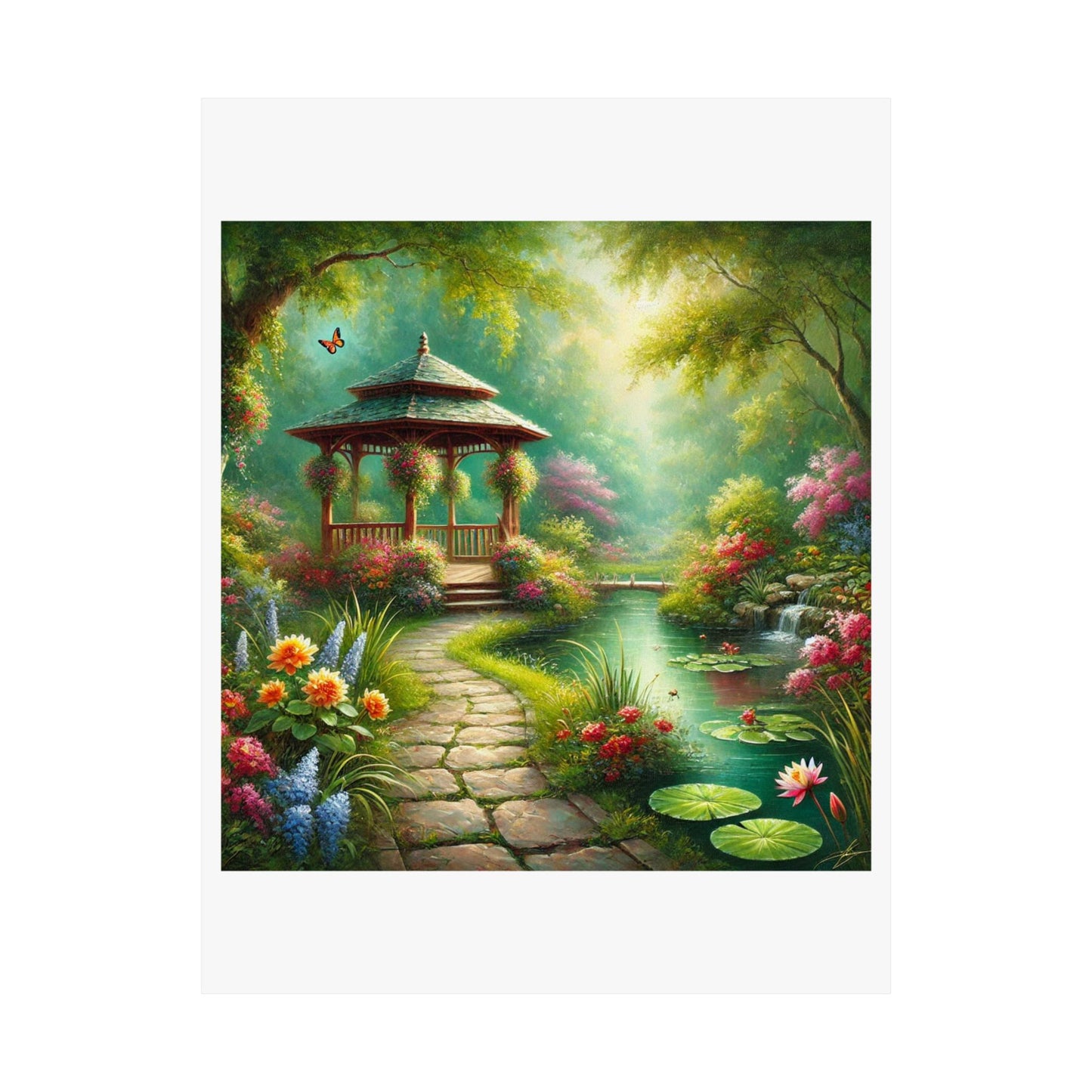 Spring Garden Gazebo Floral Landscape Poster