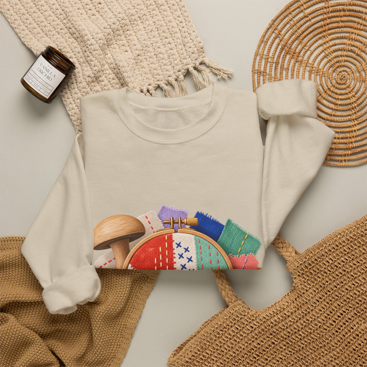 Colorful Visible Mending Workshop Sweatshirt