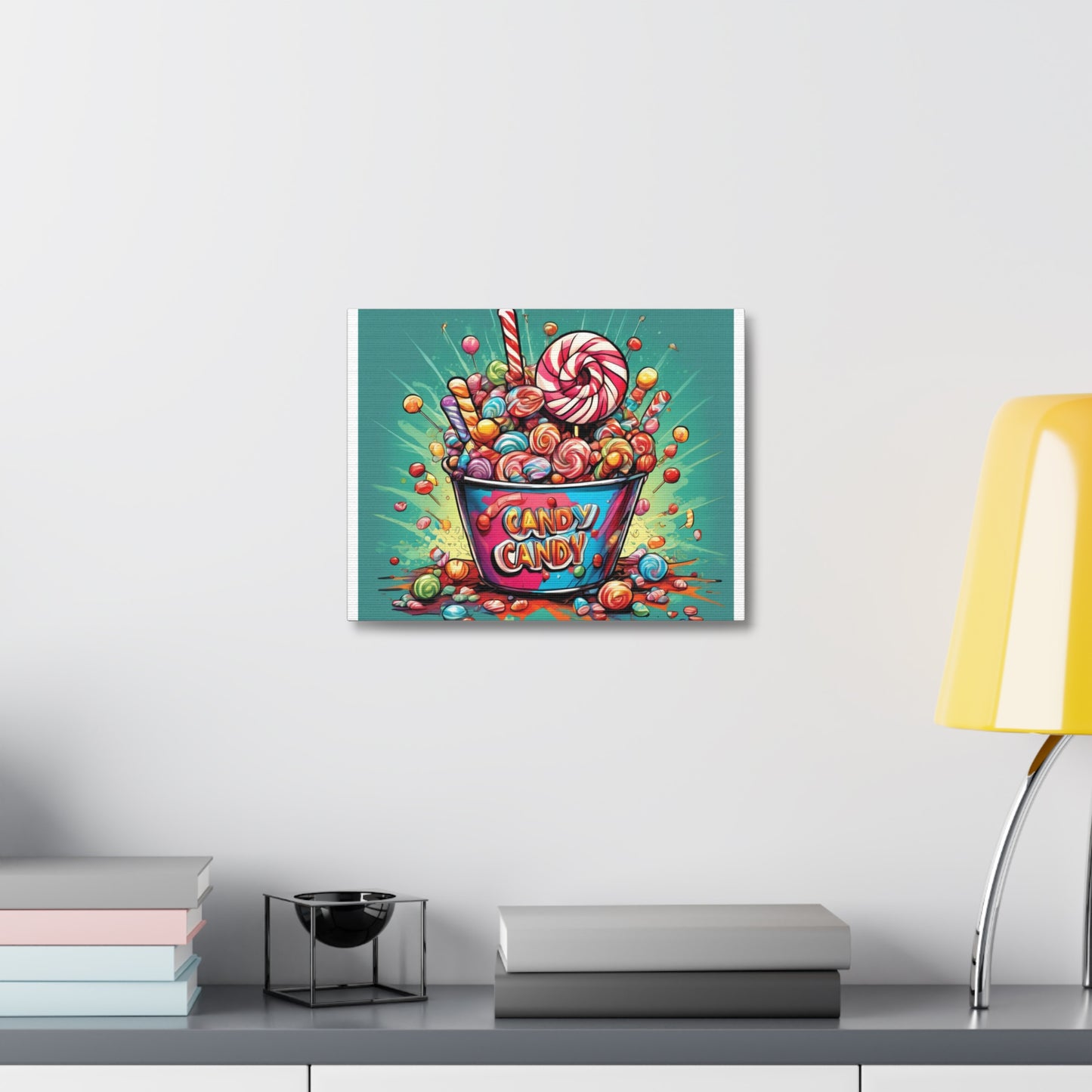 Holiday Candy Bucket Sweets Gift Art Canvas