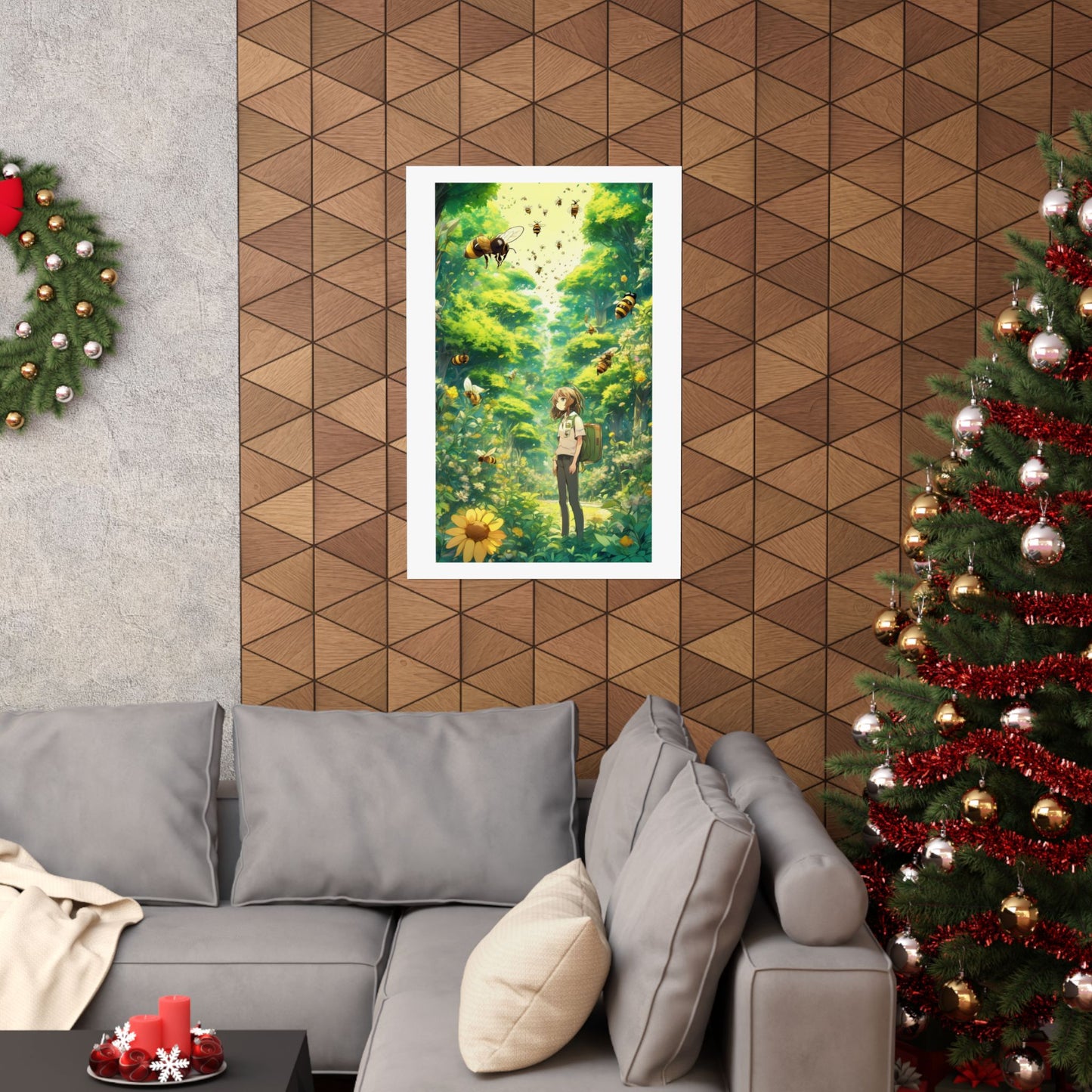 Bee Garden Explorer Anime Nature Art Poster
