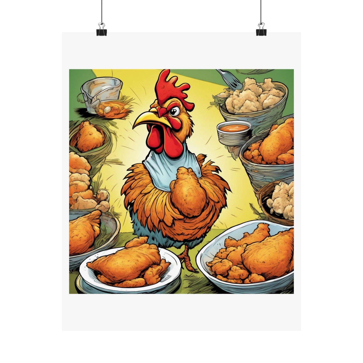 Funny Chicken Fried Food Comfort Food Art Poster